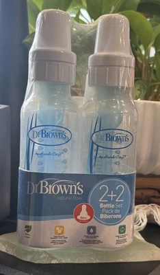 Dr.Browns Natural Flow 0m+ (2)Baby Bottles 8oz & (2)Baby Bottles 4oz (4 Total) - Image 1 of 3