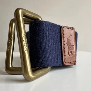 VINTAGE Rugby Polo Ralph Lauren D-Ring Belt Large Navy 45” Long 1 1/2” Wide - Picture 1 of 4