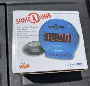 Sonic Bomb Vibrating Alarm Clock with Bed Shaker BLACK (New in Box) - Picture 1 of 5