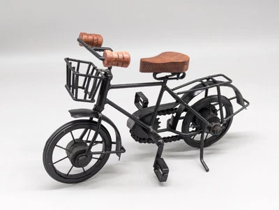 Bicycle Sculpture Black Iron and Wood Tabletop Office Home Store Display Decor - Image 1 of 4