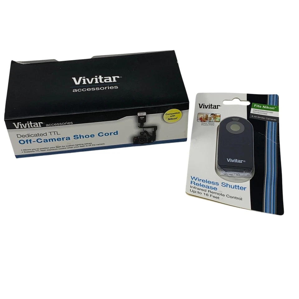 Vivitar Dedicated TTL Off Camera Shoe Cord + Wireless Shutter Release Nikon - Image 1 of 4
