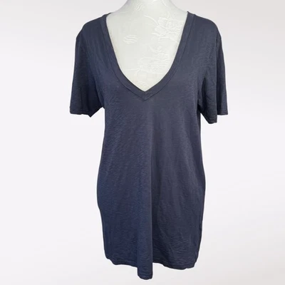 Camiseta de algodón Velvet by Graham & Spencer Deep V Slub azul marino talla mediana Foto 1 de 4