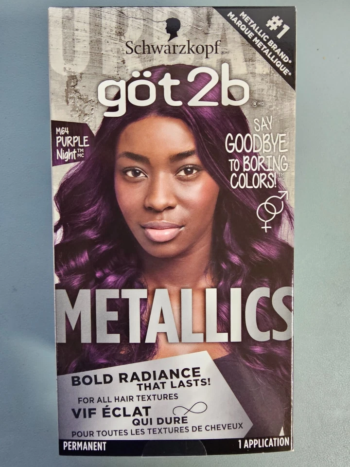 Color de cabello permanente Got2b Metallics, M64 púrpura noche carbón Foto 1 de 1