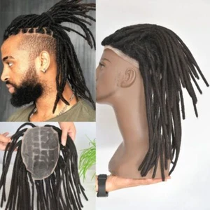 Full Lace Black Afro Braiding Wigs Dreadlocks For Men's Wig Toppers Hairpiece - Foto 1 di 10
