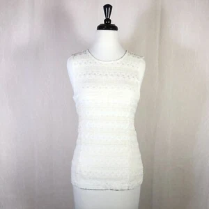 Ann Taylor Petites PM Marfil Joya Escote Elástico Encaje Top Forrado - Imagen 1 de 7