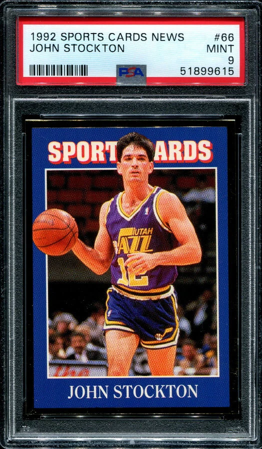 PSA 9 MINT 1992 SPORTS CARDS NEWS JOHN STOCKTON #66 JAZZ 99615 B144 - Image 1 of 1