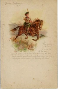 Tuck Art Postcard #460 "Young Lochinvar" Artist Signed J Finnemore - Picture 1 of 2