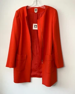 ANNE KLEIN RED JACKET FRONT ZIP UP & POCKETS LONG SLEEVE SIZE M NWT - Picture 1 of 8