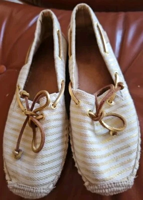 Бретонские лодочные туфли Sperry Katama размер 8 в полоску эспадрильи ПЕСОК/ЗОЛОТИСТЫЙ металлик - Изображение 1 из 4