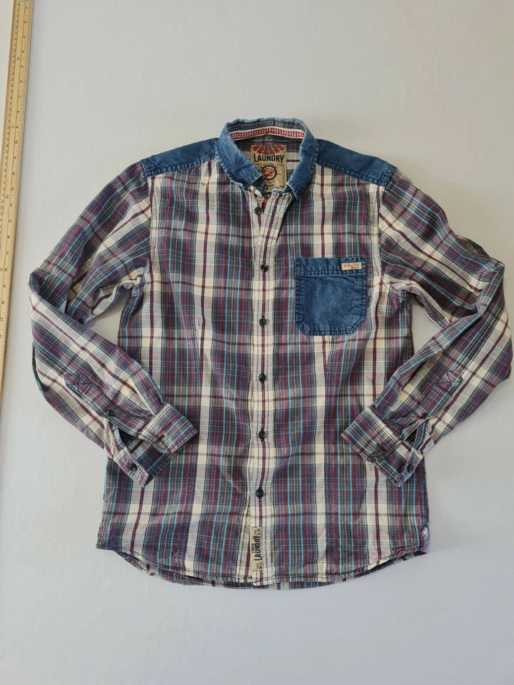 Mens Casual Shirt Tokyo Laundry Size S Long Sleeve Button Front Red Check 7036 - Image 1 of 4