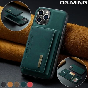 2-in-1 Magnetic PU Leather Wallet Hybrid Shockproof Stand Case Cover For iPhone - Picture 1 of 17