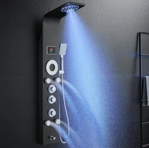 Shower Panel Tower System with Rainfall Mist Shower Head, Body Jets, Tub Spout - Picture 1 of 7