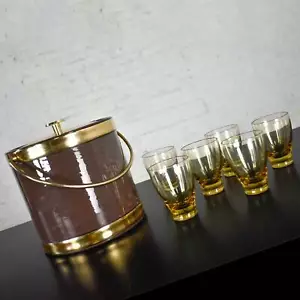 Secchio ghiaccio Krasoftware vintage MCM marrone vinile e oro e occhiali 6 barre stile R - Foto 1 di 12