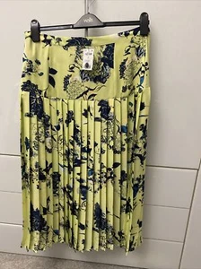 Ladies Next Lime Floral Flat Front Pleated Skirt UK 8,10,14,18,18T - Picture 1 of 5
