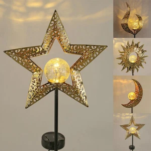 Solar Lights Outdoor Landscape Crackle Glass Ball Stake Lights Garden Decor Lamp - Picture 1 of 25