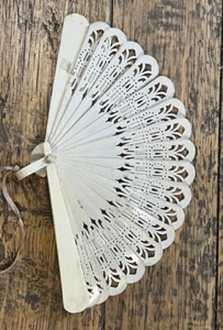 Antique Ivorine Folding Fan with Pierced Decoration - Picture 1 of 3