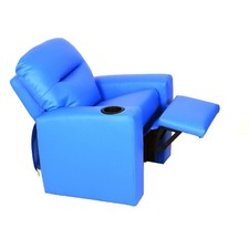 Poltrona Relax per bambini Puff blu con movimento relax ecopelle blu