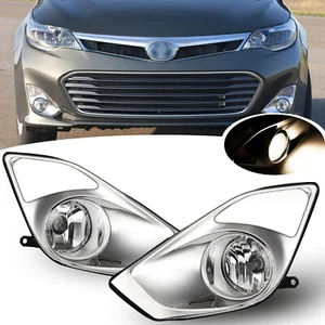 Front Bumper Fog Lights W/ Chrome Covers & Bulbs For 2013-2015 Toyota Avalon - Picture 1 of 22