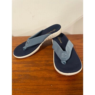Sandalias de tanga Spenco para mujer 9,5 Yumi ortopédicas cómodas azules blancas Foto 1 de 4