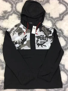 Polo Ralph Lauren 1967 1/2 Zip Black Camo Nylon Windbreaker Jacket Men’s Medium - Picture 1 of 9