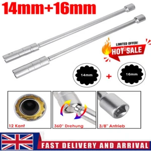 16+14 Magnetic Thin Wall Spark Plug Socket Removal Tool 12Point 3/8 Drive Fr BMW - Picture 1 of 13