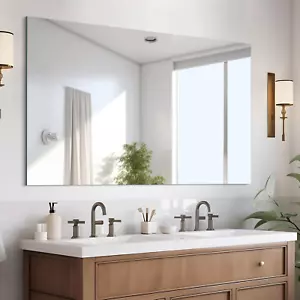 Frameless Mirror, 30X48 Inch Rectangle Bathroom Mirrors for Wall, Upgraded Shatt - Picture 1 of 8