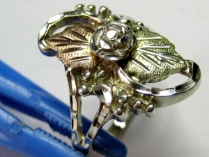 12K Dakota Gold Leaves, Grapes & Rose with Sterling Band Size 8  -  5.00 grams - Picture 1 of 21