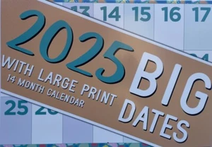 2025 A4 BIG DATES WITH LARGE PRINT 14 Months Calendar - Picture 1 of 2