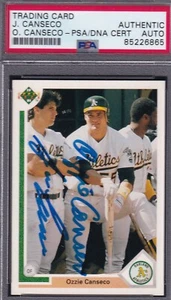 Jose Canseco / Ozzie Canseco 1991 Upper Deck SIGNED PSA/DNA AUTOGRAPH Oakland A' - Picture 1 of 1