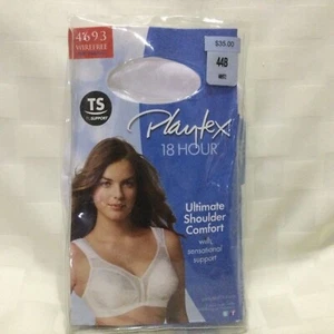 Playtex 18 Hour Bra 44B Ultimate Shoulder Comfort Wirefree 4693 White New - Picture 1 of 3