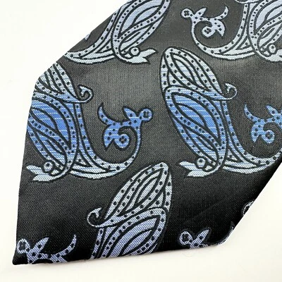 Corbata Versa Collezioni Para Hombre Negra Azul Paisley Seda Longitud Clásica Foto 1 de 4