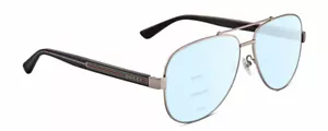 Gucci GG0528S Unisex Aviator Multi-Focus Blue Light Glasses Ruthenium Black 63mm - Picture 1 of 4