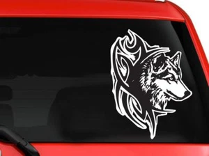 Wolf Head Tribal Animal Vinyl Decal 6" White - Picture 1 of 1