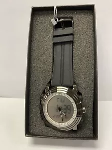 Sinobi Analog and Digital Gunmetal color Case Silicone Band Quartz Watch - Picture 1 of 6