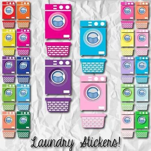 PRINTABLE & Cut File Silhouette Cut File Mini Washer and Laundry Cloth - Picture 1 of 3