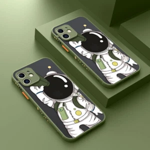 For iPhone 15 14 13 Pro Max 11 12 XS XR 8 Cute Astronaut Matte Hybrid Case Cover - Photo 1 sur 15