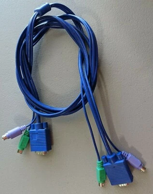Cable de monitor VGA azul de 6 pies con enchufes para teclado y mouse Foto 1 de 3