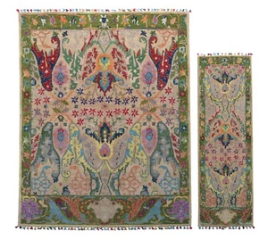 Handmade Pattern ikat PinkTraditional Oriental Style 100% Wool - Picture 1 of 15