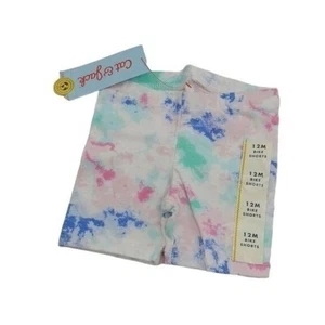 Pantaloncini bici Cat & Jack pastello tie-dye bambina 12M misto cotone elasticizzato abbigliamento attivo - Foto 1 di 5