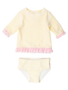 Baby/Toddler Girls UPF50+ Sun Protection Seersucker Short Sleeve Ruffle Rash ... - Picture 1 of 2