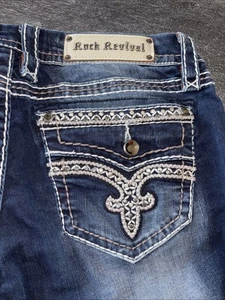 Rock Revival Damen Jasna Skinny dicke Nähte Gem Blue Denim Jeans Gr. 32 x 32 - Bild 1 von 19