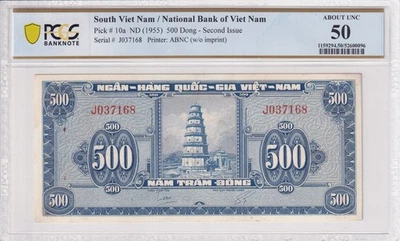 South Vietnam ND (1955) 500 Dong Pick 10a. PCGS 50 - Image 1 of 2