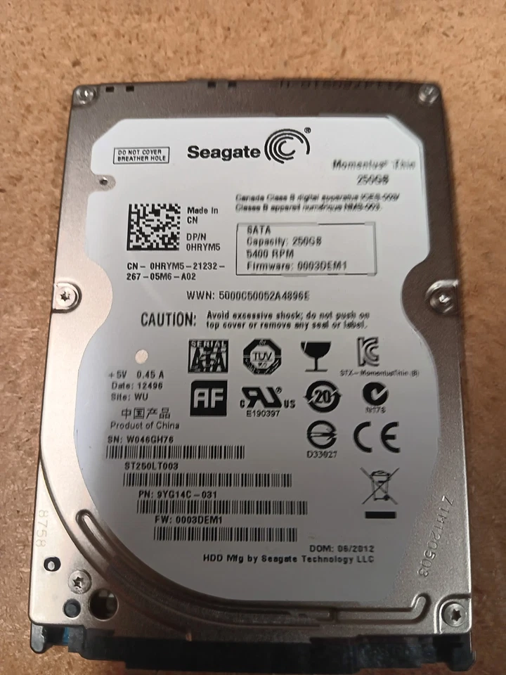 Seagate Momentus Laptop Thin 2.5" laptop HDD - 250GB! - Image 1 of 1