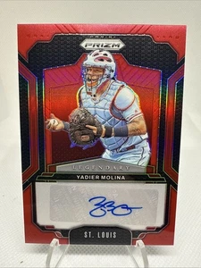 Prizm Legendary Signatures 2025 Yadier Molina color rojo coincidencia automático/99 - Imagen 1 de 2