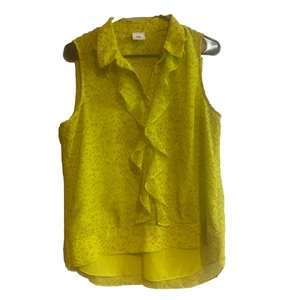 Blusa con volantes y botones Cabi para mujer estampado de guepardo talla mediana - Imagen 1 de 4