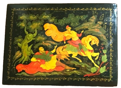 🔥URSS🔥1980’s DE COLECCIÓN PRÍNCIPE RUSO IGOR Palekh caja de laca pintada a mano Fomin Foto 1 de 4