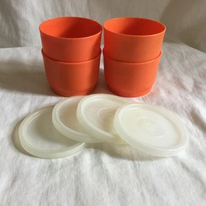 Lote de 4 contenedores de aperitivos Tupperware naranja con tapas 4 OZ - Imagen 1 de 4