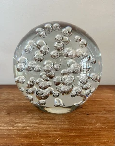 Large Murano Style Art Glass Paperweight Bubbles Orb 6.5” Vintage 14 Lbs - Picture 1 of 8