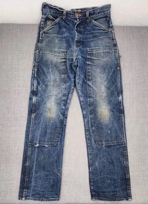 Jeans jeans utilitário de joelho duplo Round House feito nos EUA. Etiqueta sem tamanho. 32 ×33 - Imagem 1 de 4