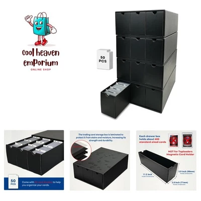Drawer-Style Trading Card Storage Box with 50 Dividers - Protect Your Collection - Image 1 of 4